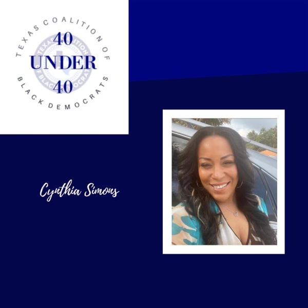 Cynthia's photo and nameTexas Coalition of Black Democrats logo40 Under 40
